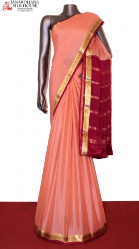 Contrast Classic Pure Mysore Crepe Silk Saree